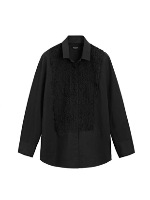 Рубашка с застежкой на биб-листочке и вышивкой- Заказать в России