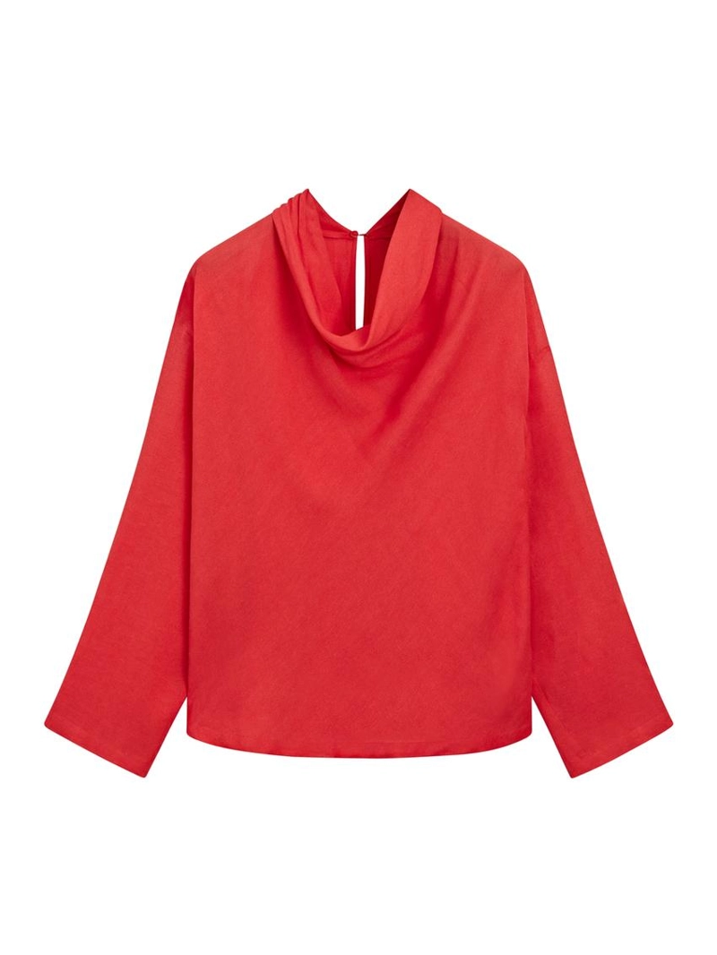 Блуза с плавным драпированным воротником