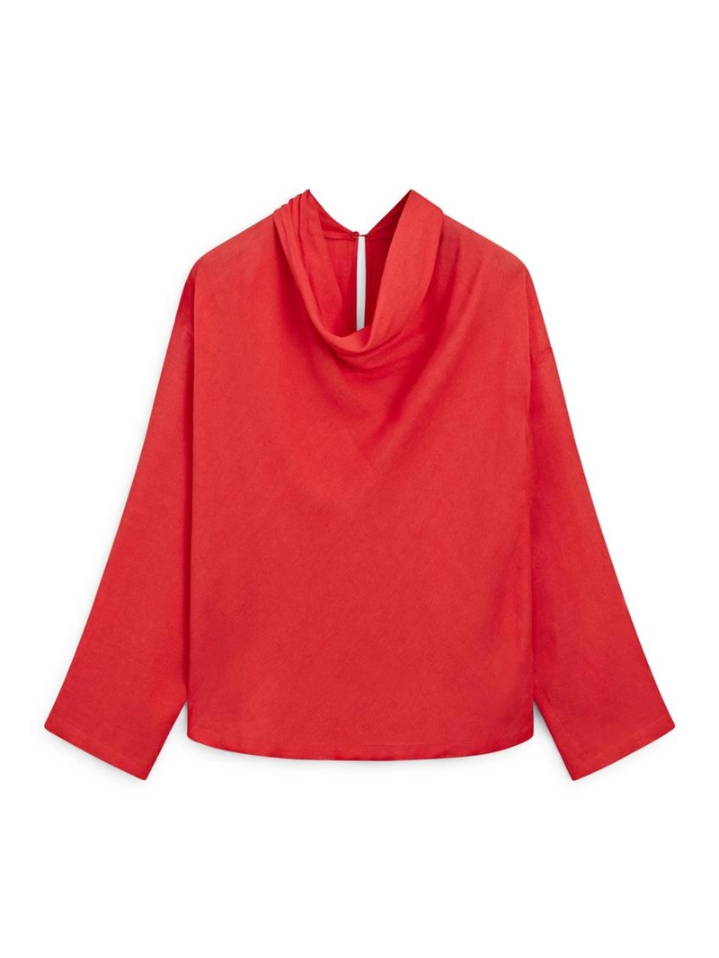 Блуза с плавным драпированным воротником