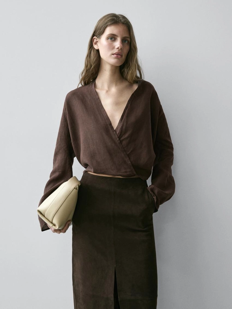 Туника из льна с драпировкой