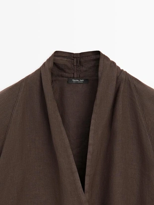 Туника из льна с драпировкой- Заказать в России