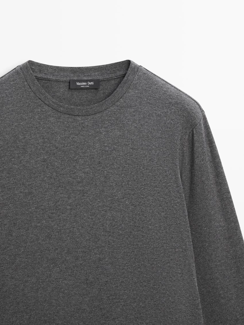 Футболка из хлопкового смесового материала с длинным рукавом