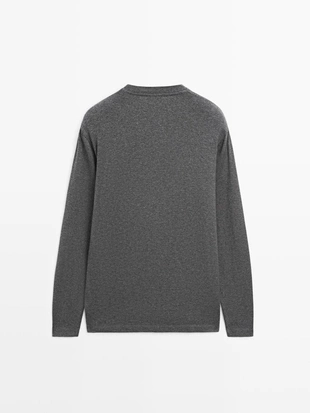 Футболка из хлопкового смесового материала с длинным рукавом- Заказать в России