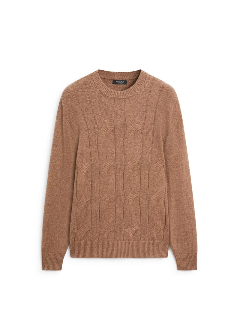 Пуловер с косами из шерсти