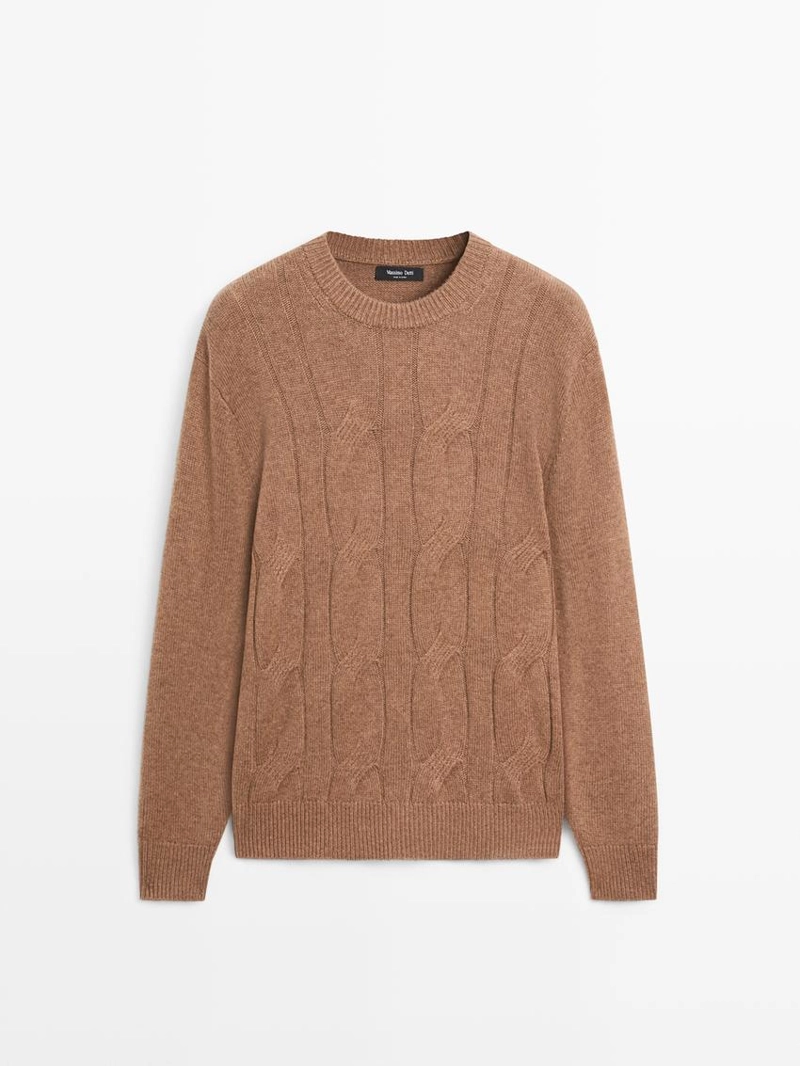 Пуловер с косами из шерсти