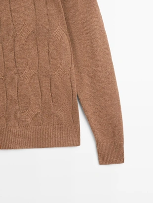 Пуловер с косами из шерсти- Заказать в России