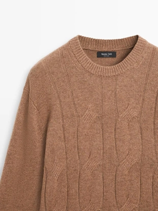 Пуловер с косами из шерсти- Заказать в России