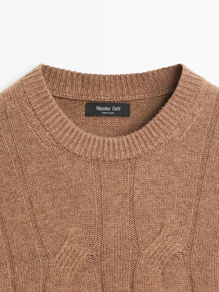 Пуловер с косами из шерсти- Заказать в России