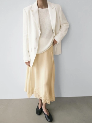 Асимметричная юбка с деталями из кружева- Заказать в России