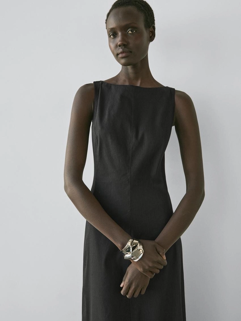 Длинное платье из льняной смеси