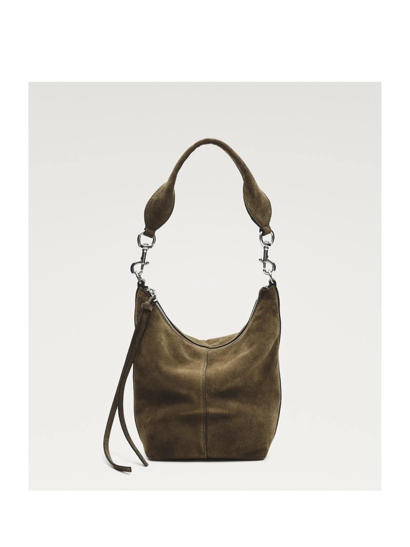 Кожаная ведро-сумка из замши