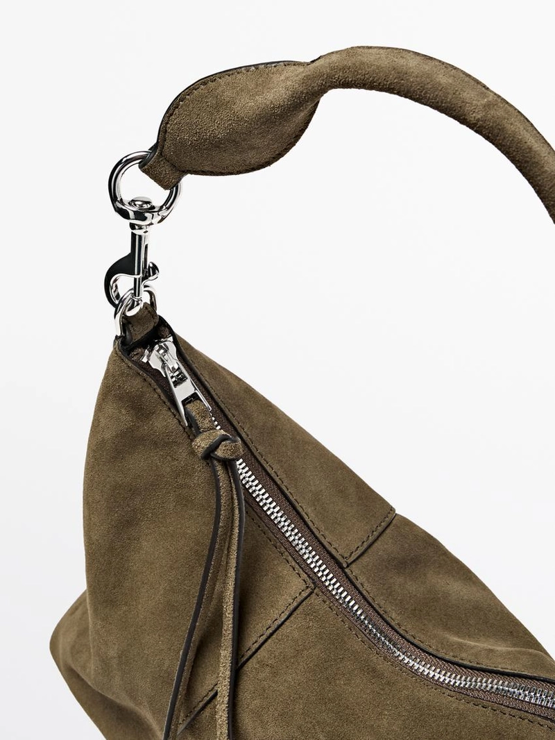 Кожаная ведро-сумка из замши