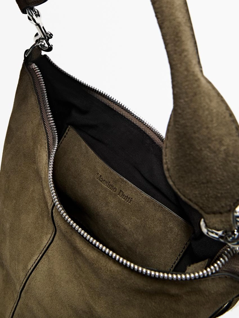 Кожаная ведро-сумка из замши