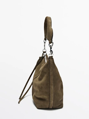 Кожаная ведро-сумка из замши- Заказать в России