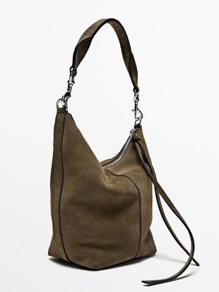 Кожаная ведро-сумка из замши- Заказать в России