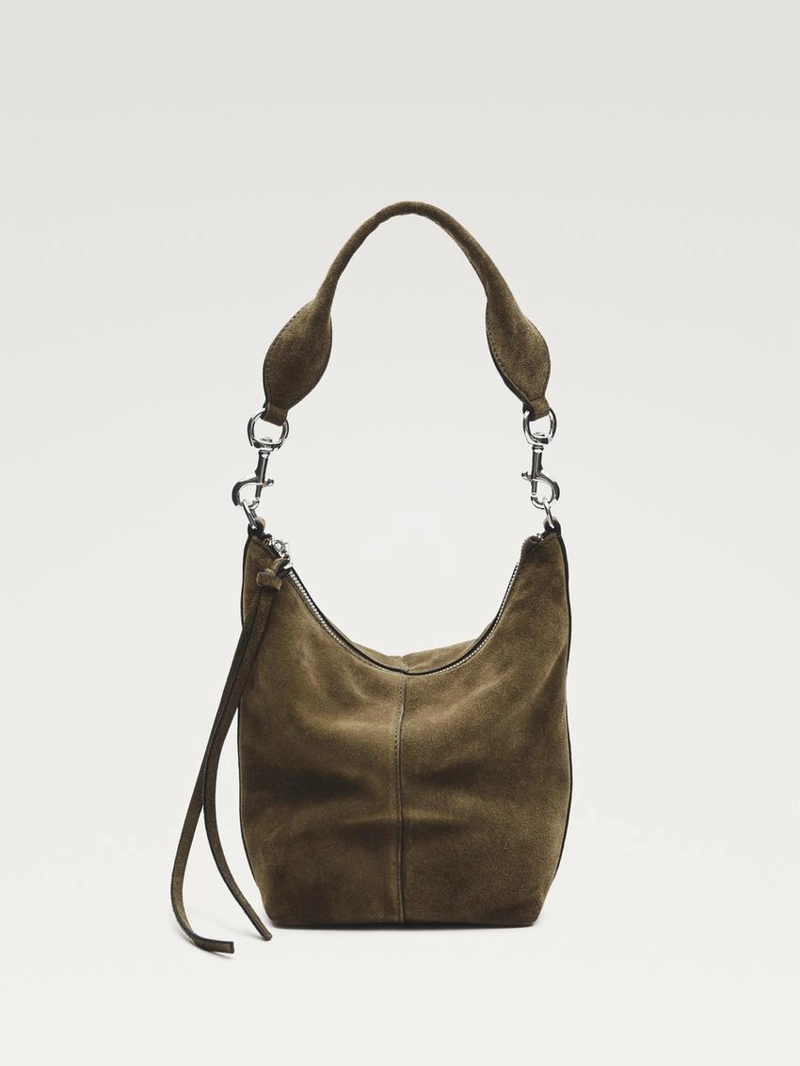 Кожаная ведро-сумка из замши