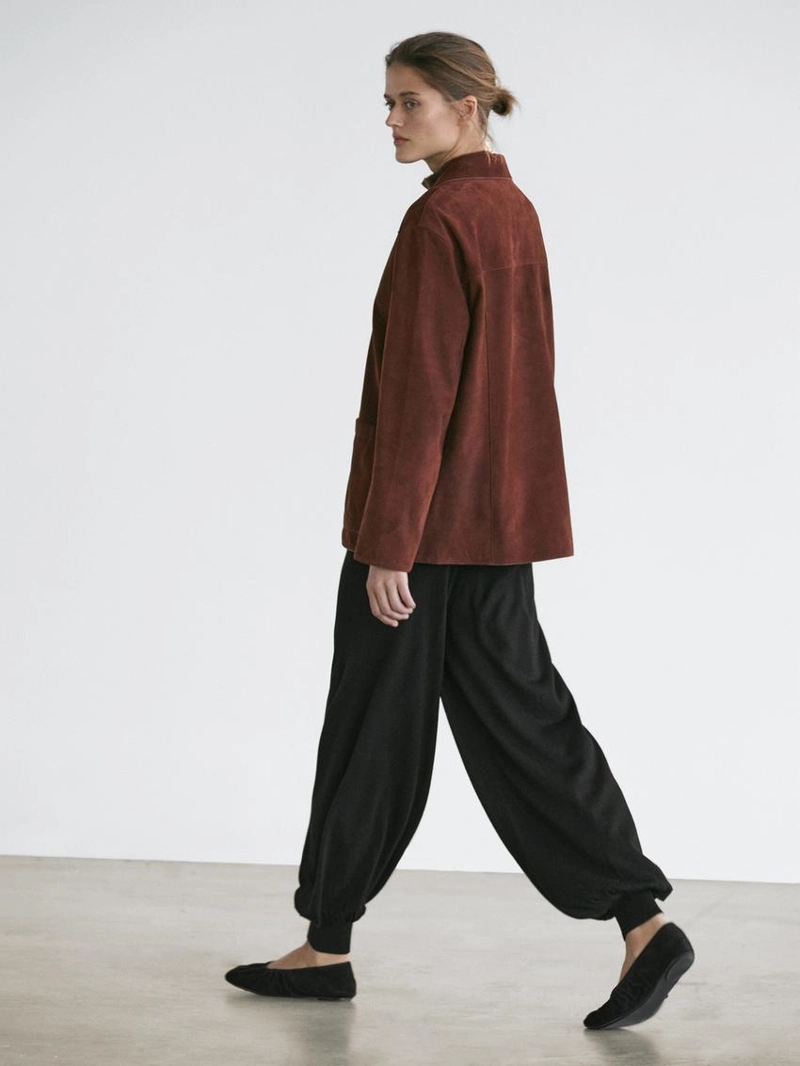 Замшевый жакет с лацканами