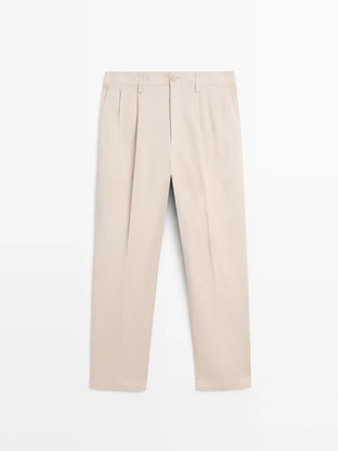 Брюки с ластиком из хлопковой смеси- Заказать в России