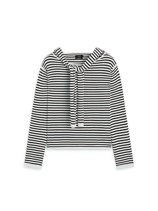 Джемпер из хлопкового трикотажа в полоску с деталями на рукавах- Заказать в России