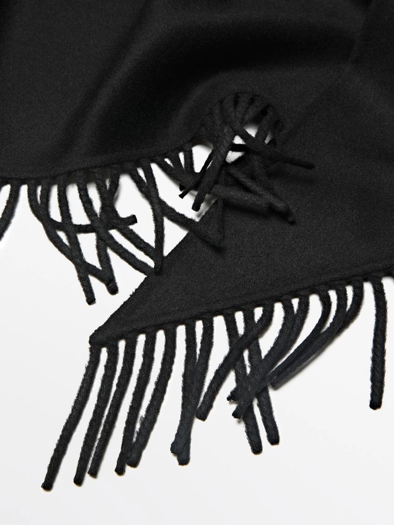 Пальто из шерстяной смеси с отделкой бахромой