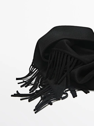 Пальто из шерстяной смеси с отделкой бахромой- Заказать в России