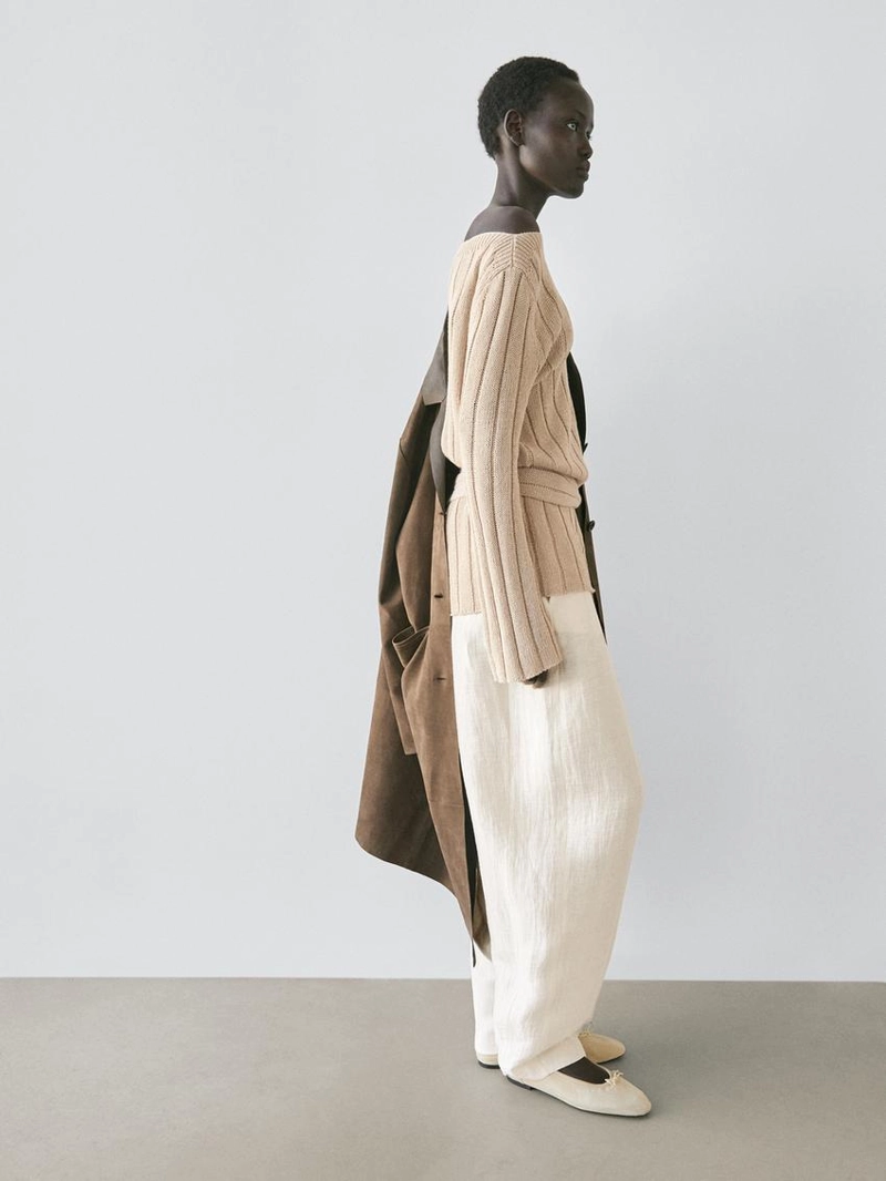 Льняные брюки с завязками