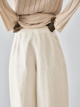 Льняные брюки с завязками- Заказать в России