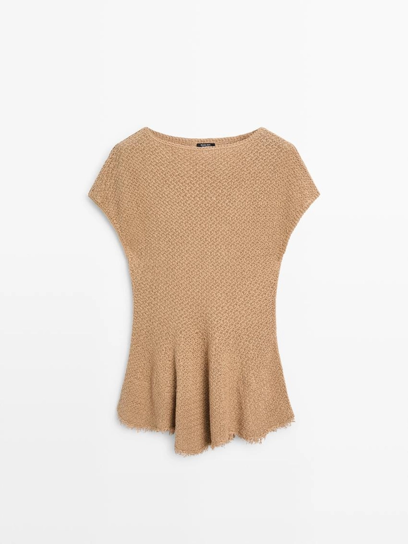 Топ из 100% льна с декоративной отделкой