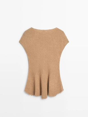 Топ из 100% льна с декоративной отделкой- Заказать в России