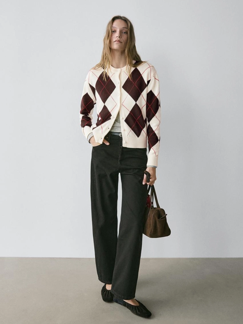 Кардиган с аргайловым узором из хлопка