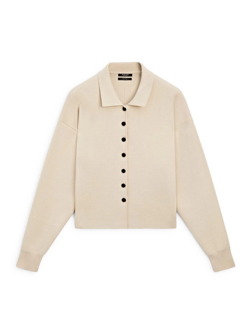 Кардиган с воротником-поло из хлопкового трикотажа