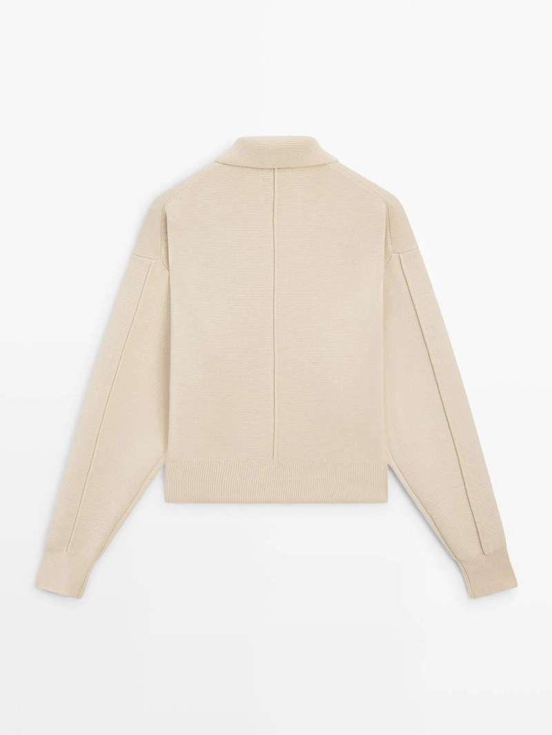 Кардиган с воротником-поло из хлопкового трикотажа