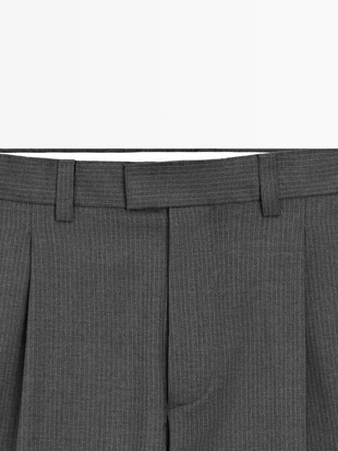 Брюки с защипами из шерстяной смеси- Заказать в России