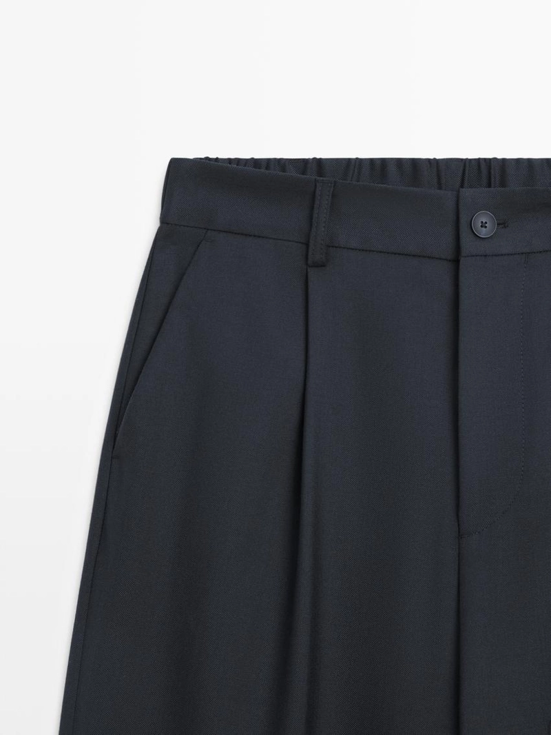 Широкие брюки из шерстяной смеси с линиями