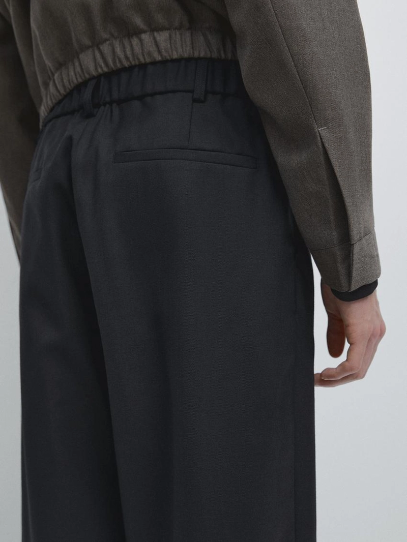 Широкие брюки из шерстяной смеси с линиями