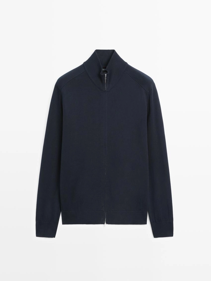 Кардиган из хлопкового трикотажа на молнии