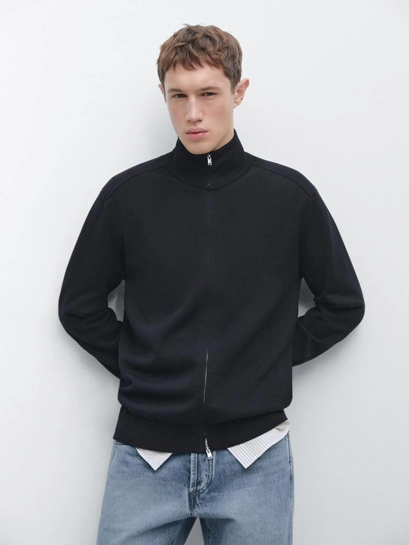 Кардиган из хлопкового трикотажа на молнии