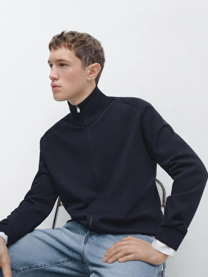 Кардиган из хлопкового трикотажа на молнии