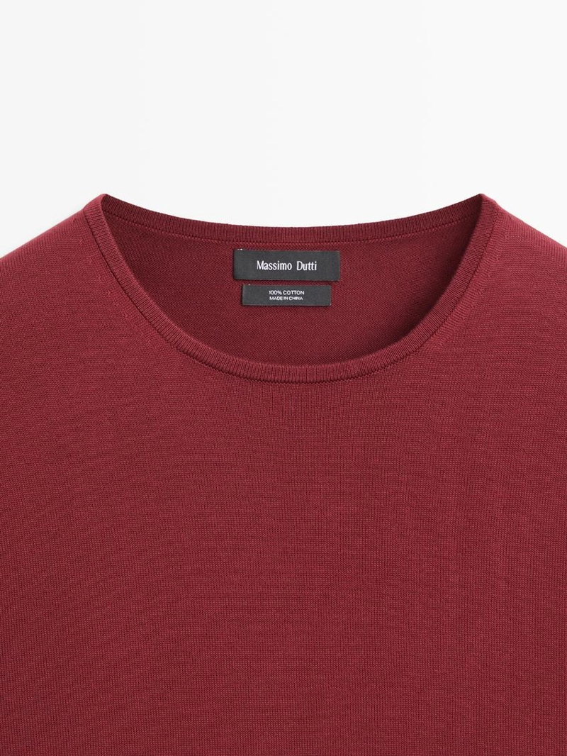 Свитер из хлопкового трикотажа с круглым вырезом