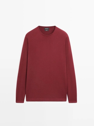 Свитер из хлопкового трикотажа с круглым вырезом- Заказать в России