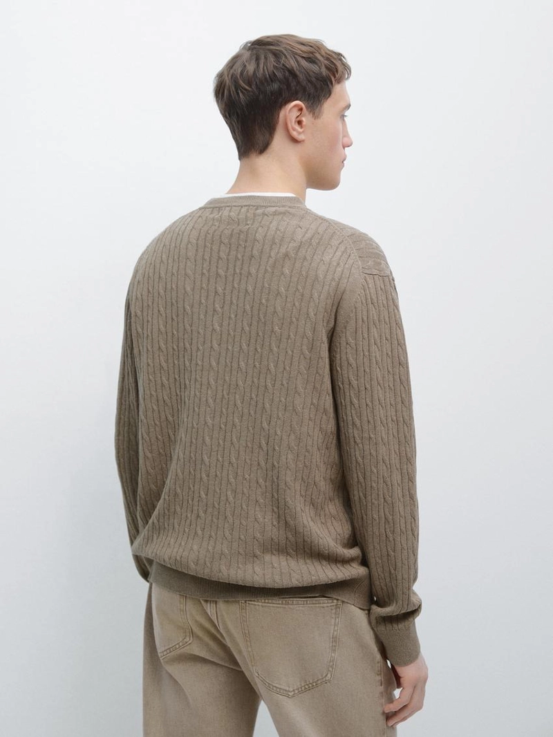 Свитер с косами из хлопкового микса