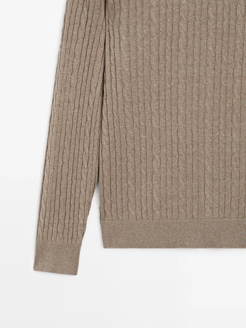 Свитер с косами из хлопкового микса