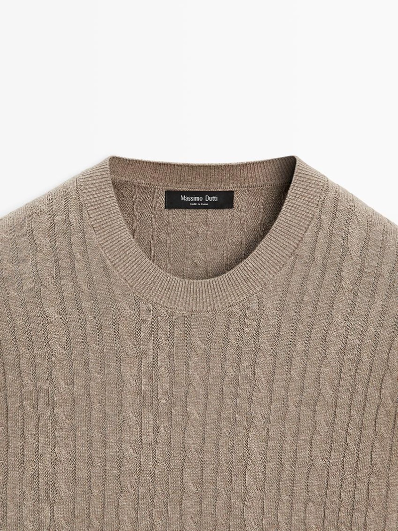 Свитер с косами из хлопкового микса