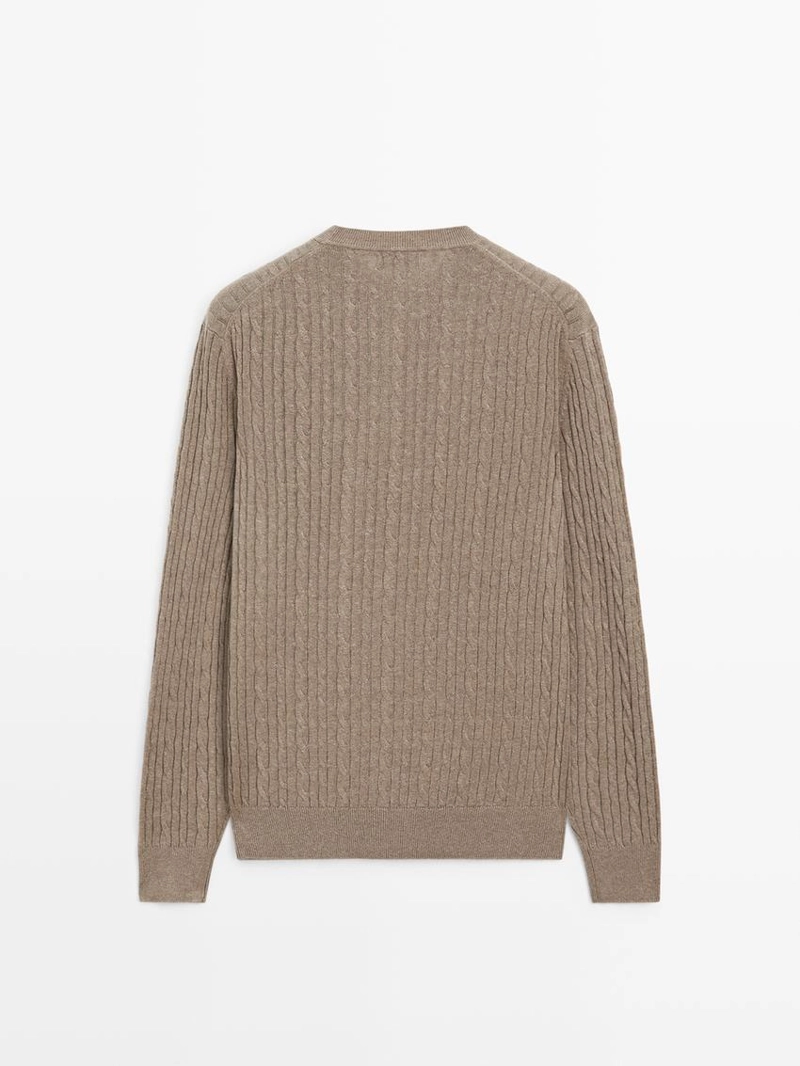 Свитер с косами из хлопкового микса