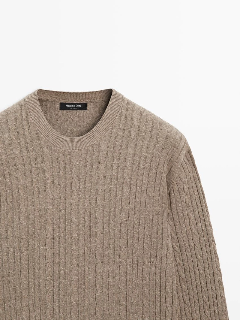 Свитер с косами из хлопкового микса