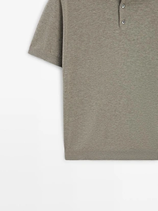 Вязанный свитер-поло из хлопка- Заказать в России