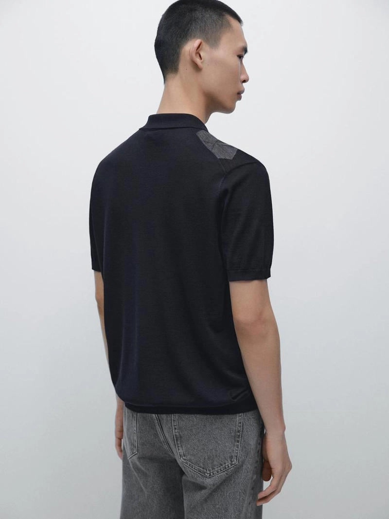 Поло-свитер с аргайльским узором из смесовой шерсти мериноса