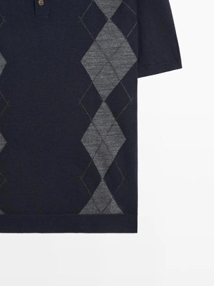 Поло-свитер с аргайльским узором из смесовой шерсти мериноса- Заказать в России