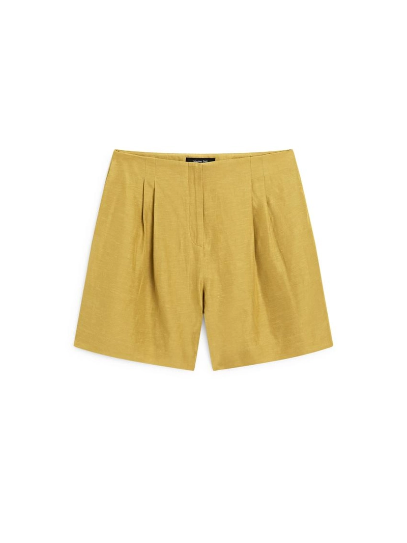 Шорты-бермуды из плотной смесовой ткани с отделкой в складку
