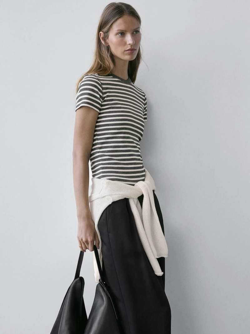 Футболка с короткими рукавами из хлопка в полоску